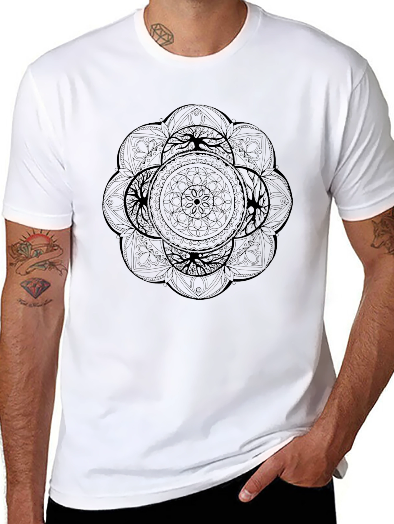 Black Mandala Graphic Tee - Unique Stylish Design