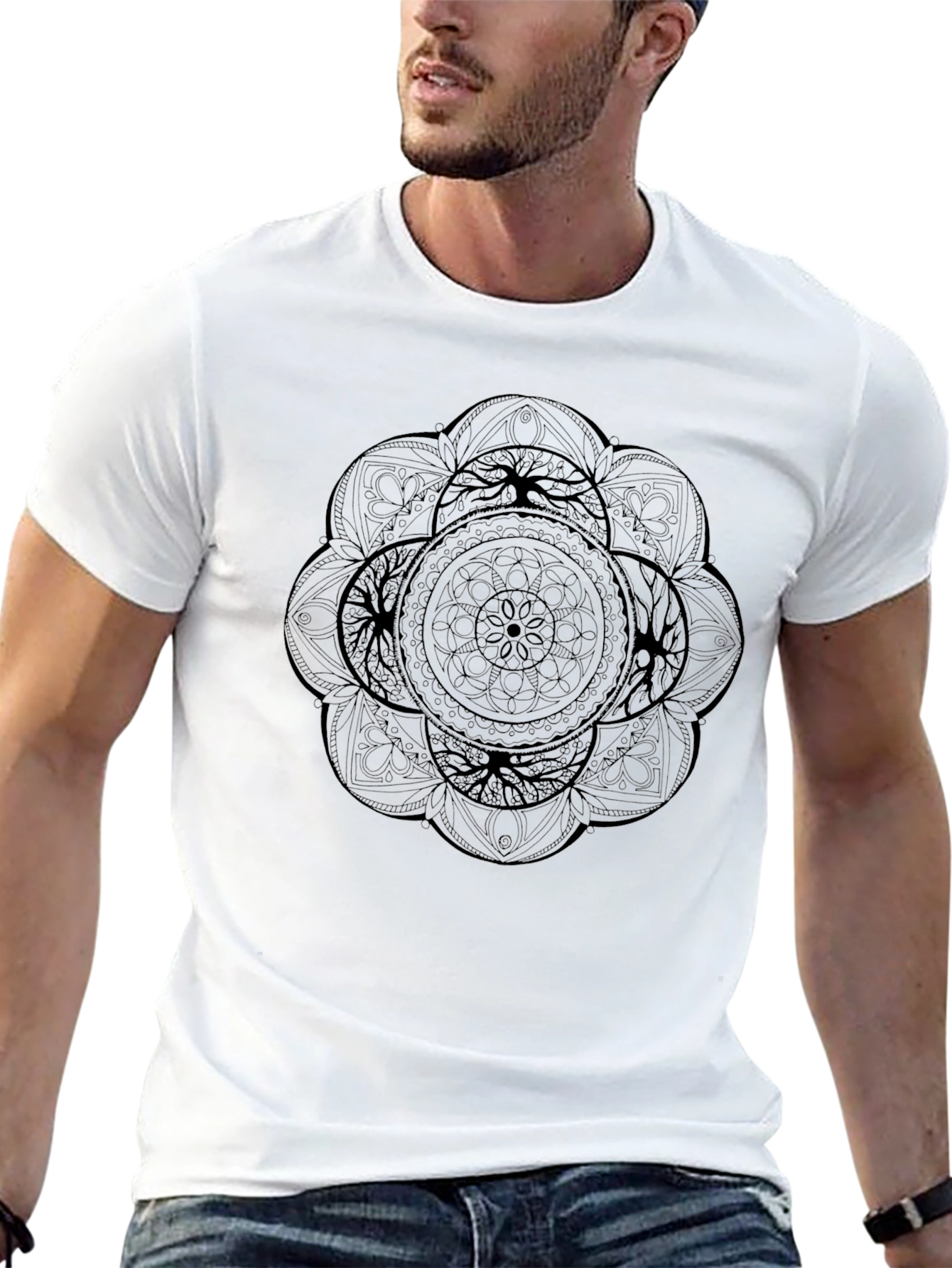 Black Mandala Graphic Tee - Unique Stylish Design