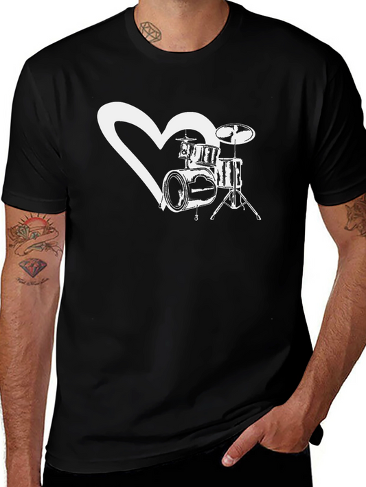 Drum Heart T-Shirt - Music Lover Tee