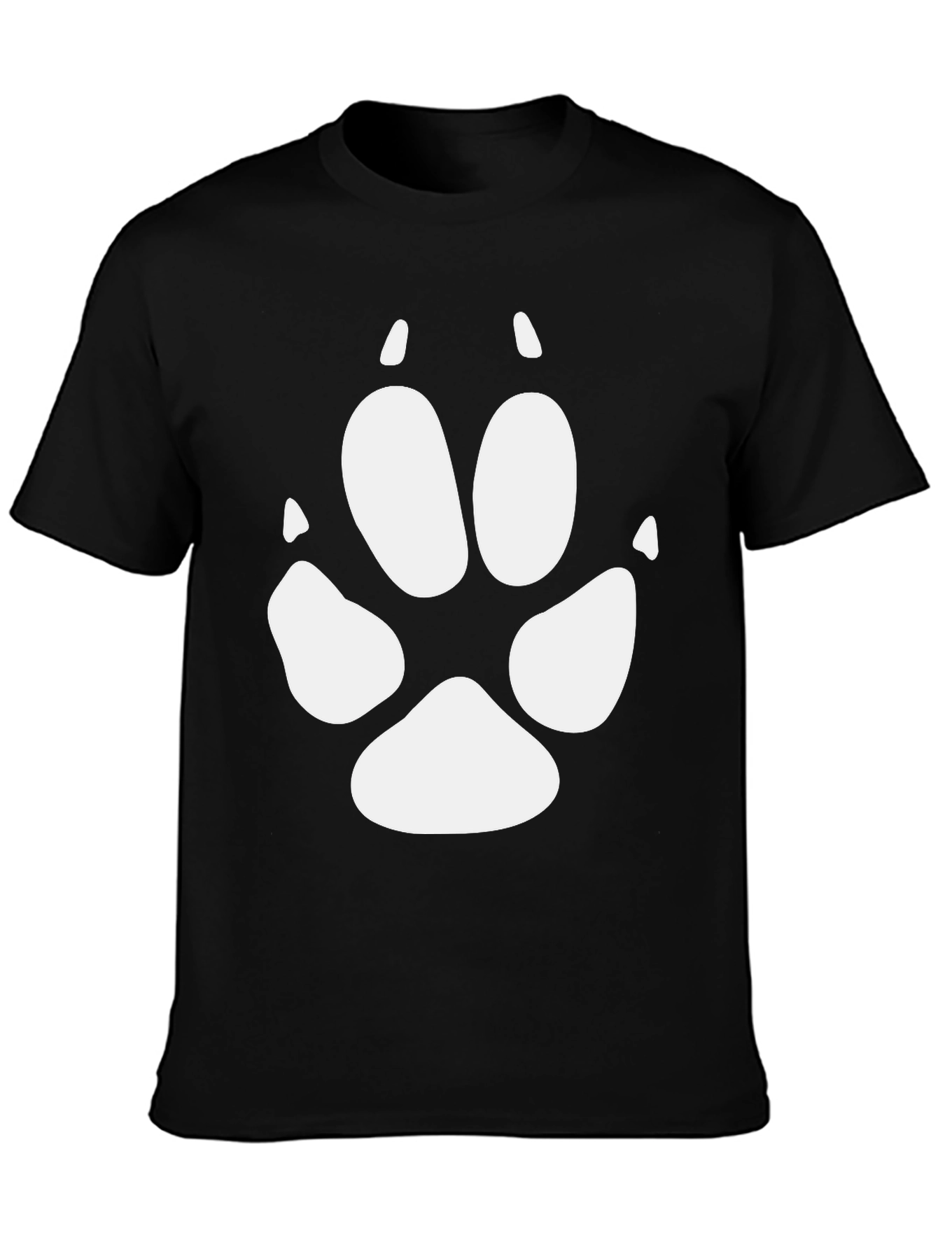 Black T-Shirt with White Paw Print Design