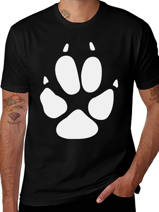 Black T-Shirt with White Paw Print Design