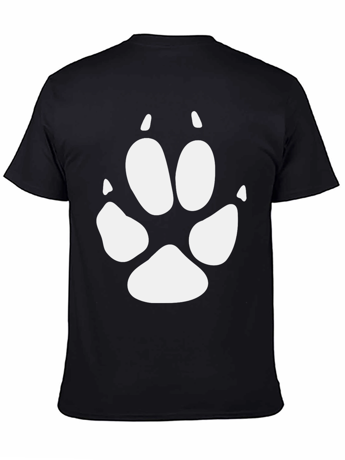 Black T-Shirt with White Paw Print Design