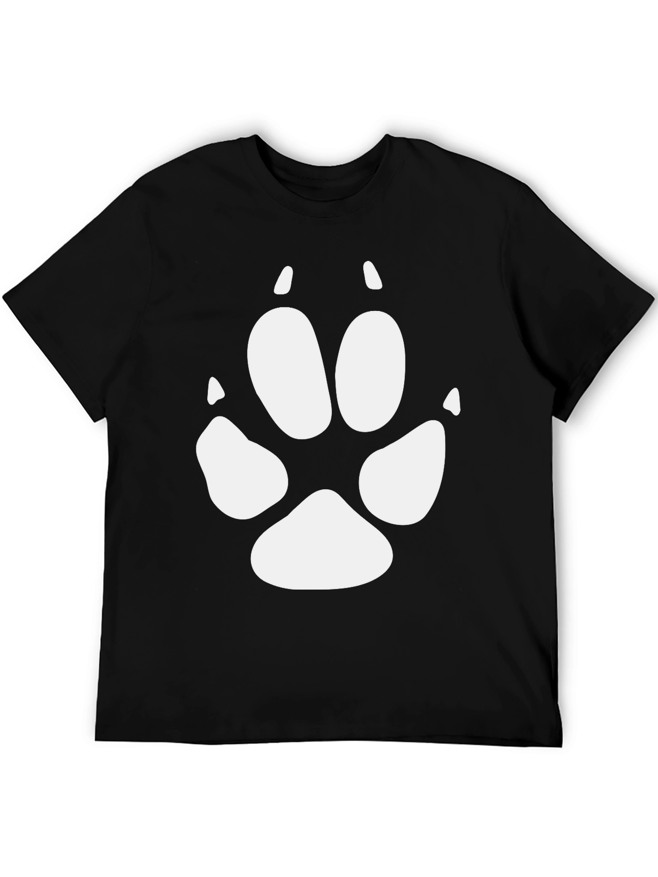 Black T-Shirt with White Paw Print Design