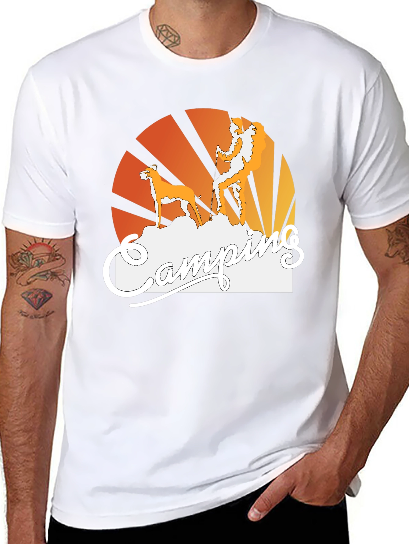 Camping Dog Graphic T-Shirt