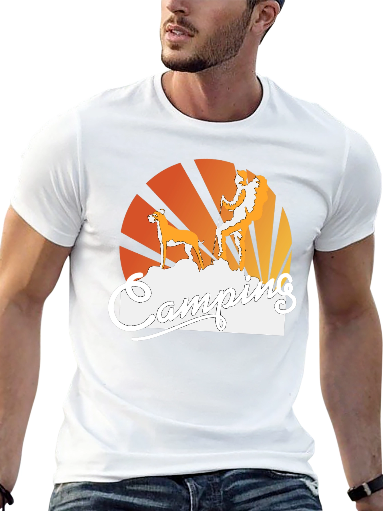 Camping Dog Graphic T-Shirt