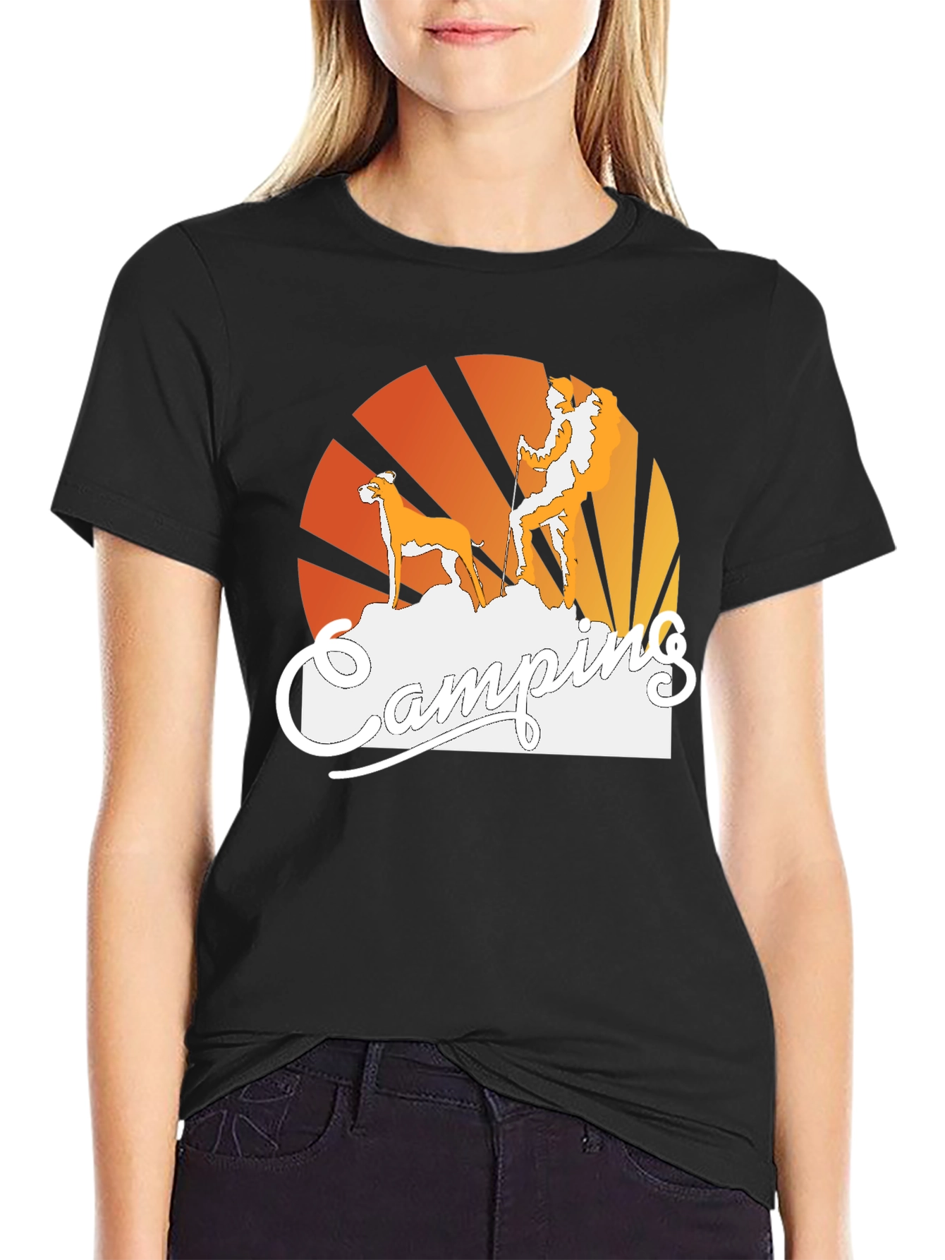Camping Dog Graphic T-Shirt