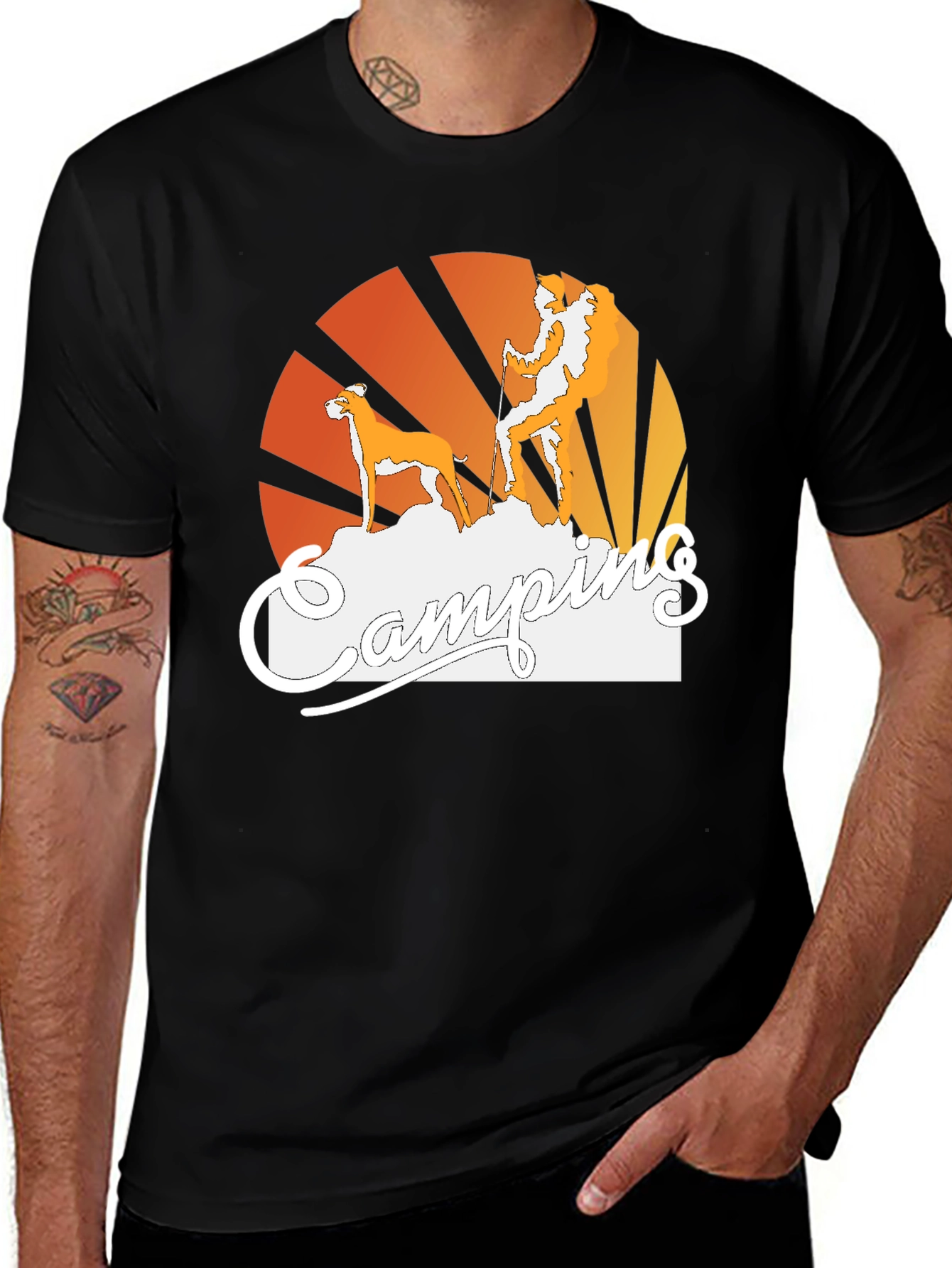 Camping Dog Graphic T-Shirt