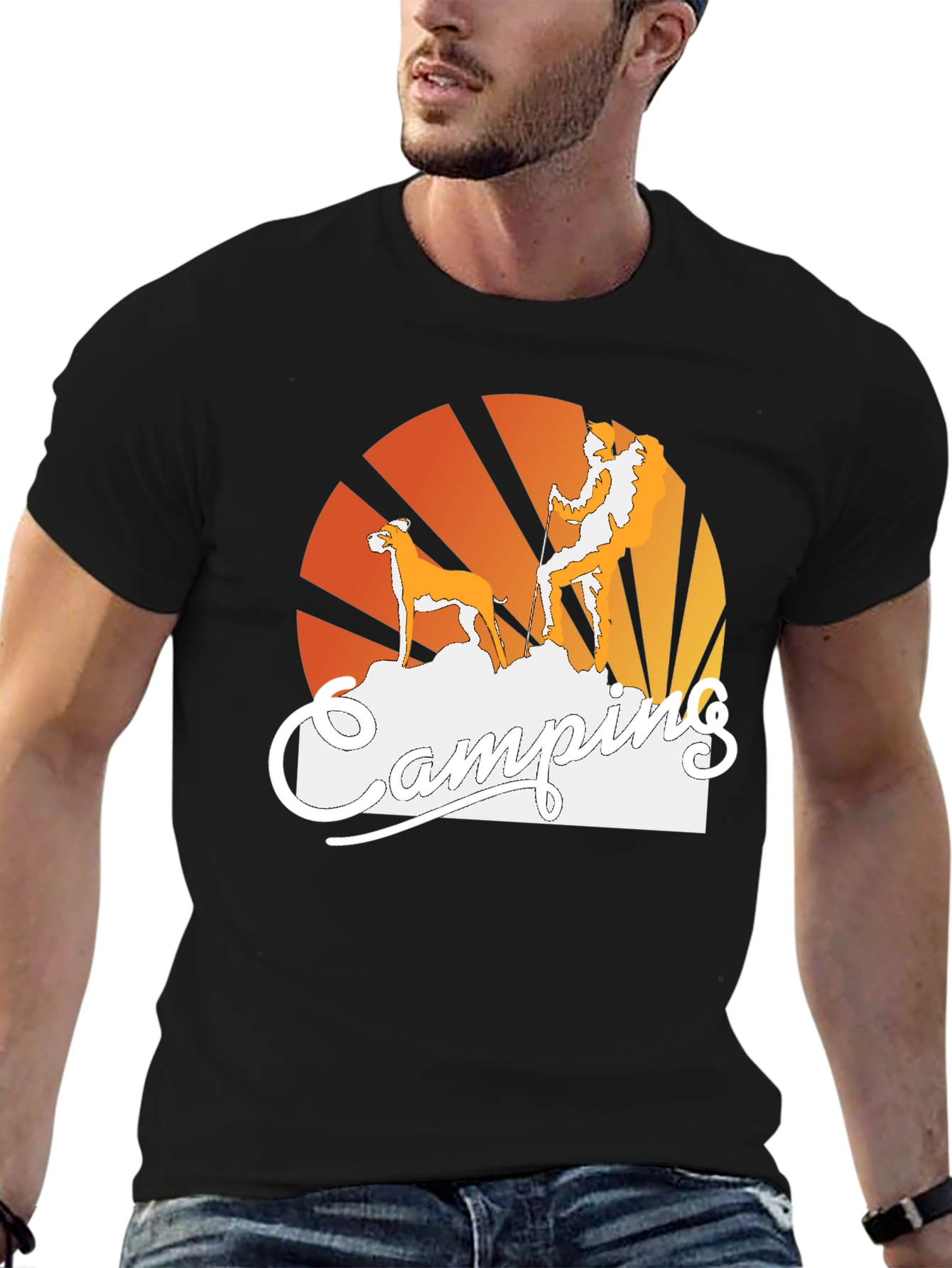 Camping Dog Graphic T-Shirt