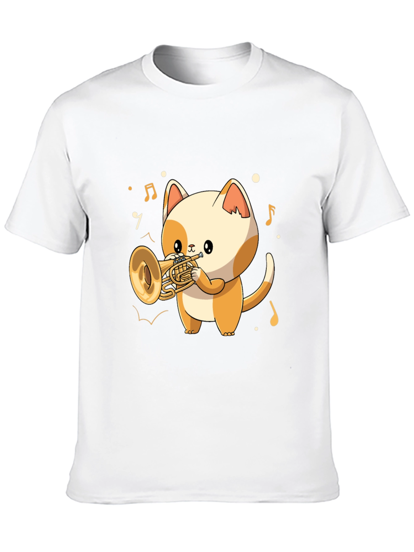 Musical Cat T-Shirt - Trumpet Playing Kitten Tee
