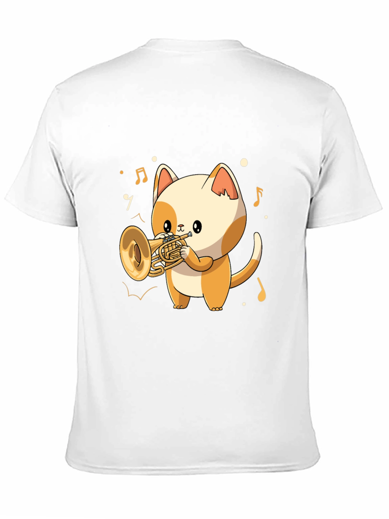 Musical Cat T-Shirt - Trumpet Playing Kitten Tee
