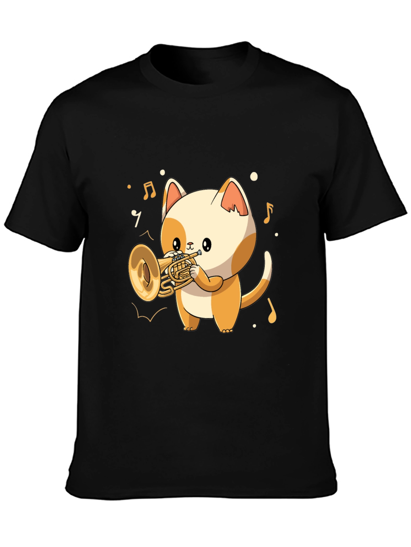 Musical Cat T-Shirt - Trumpet Playing Kitten Tee