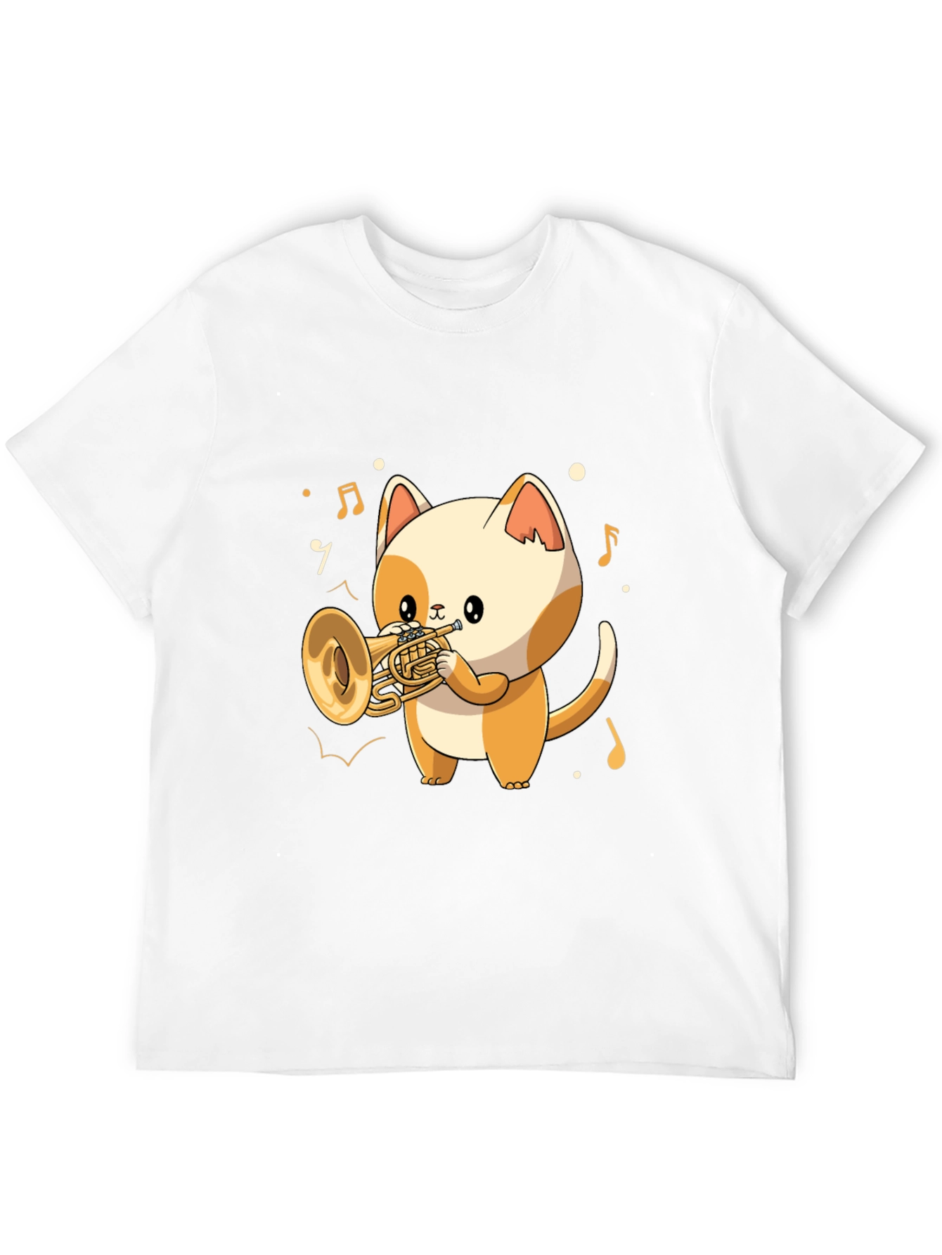 Musical Cat T-Shirt - Trumpet Playing Kitten Tee