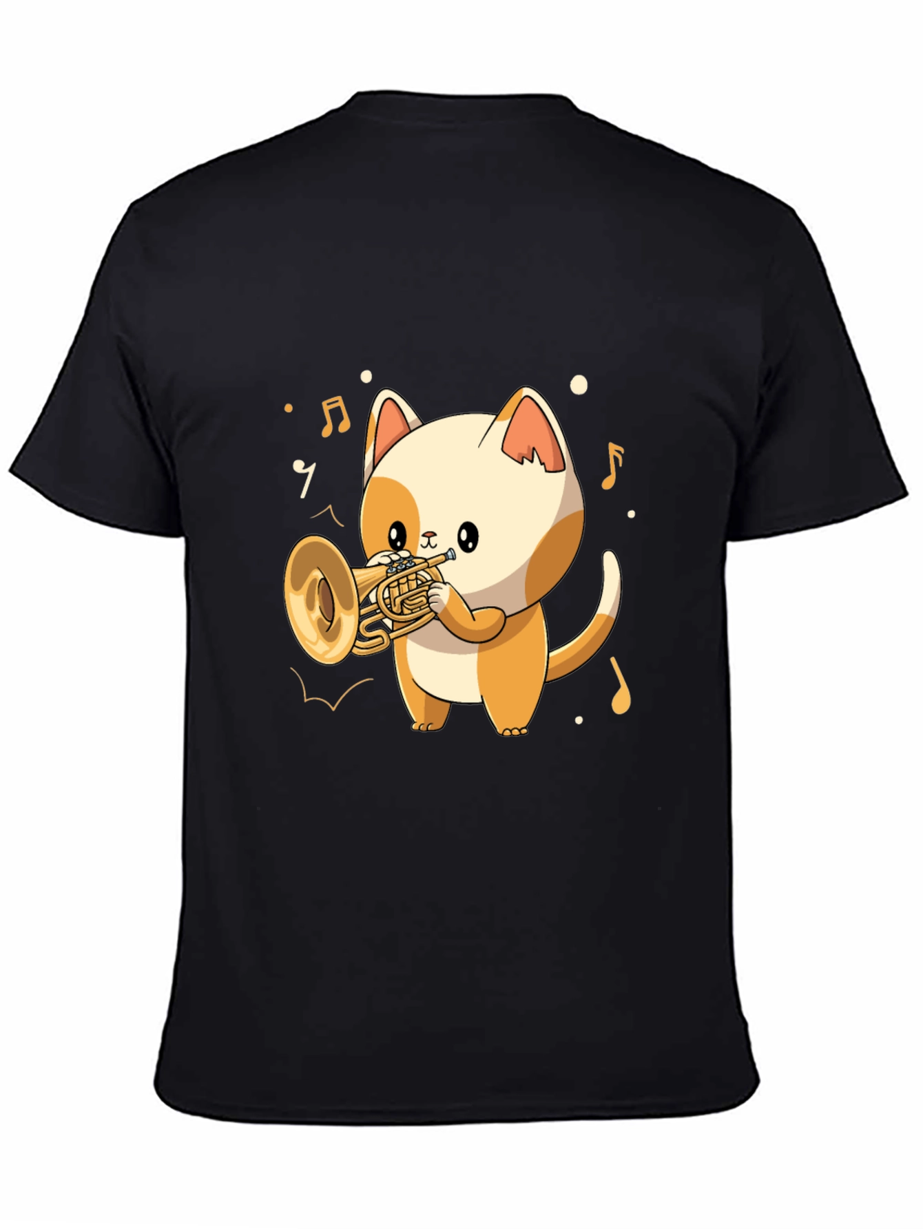 Musical Cat T-Shirt - Trumpet Playing Kitten Tee