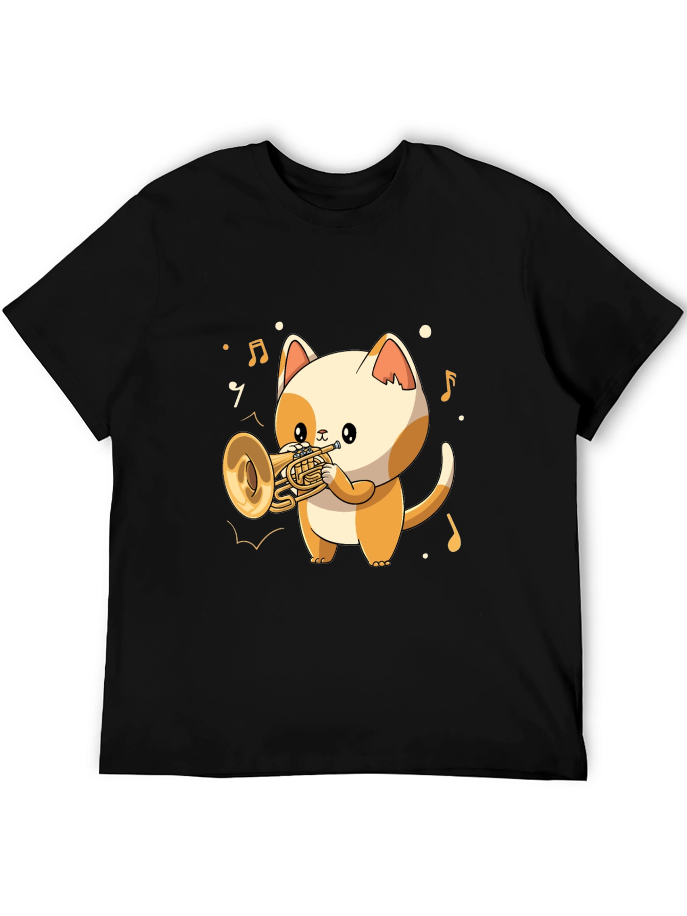 Musical Cat T-Shirt - Trumpet Playing Kitten Tee