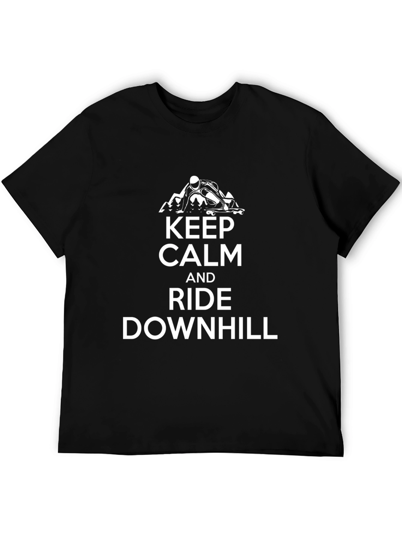 Keep Calm Ride Downhill Black T-Shirt
