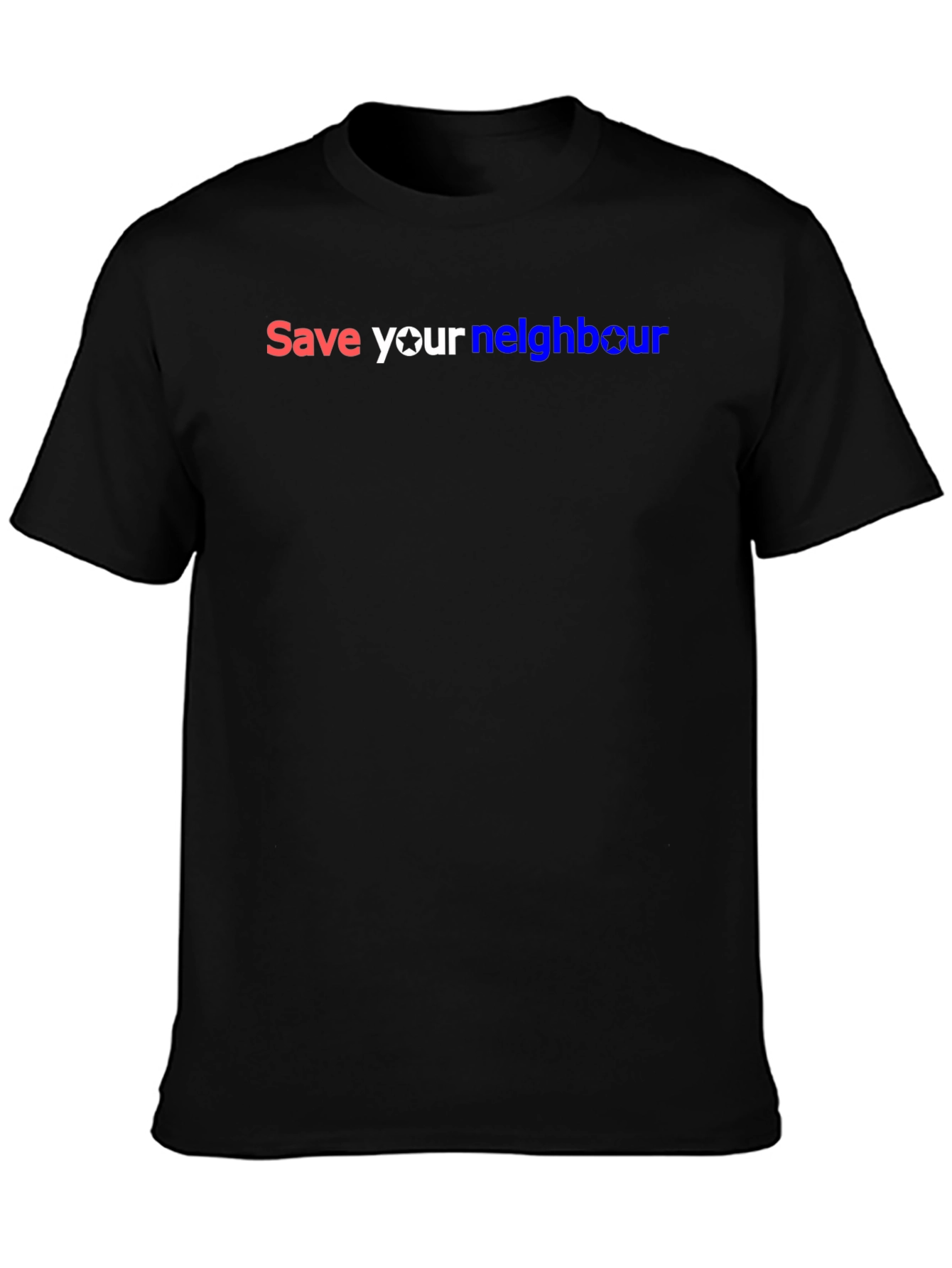 Save Your Neighbour Black Graphic T-Shirt