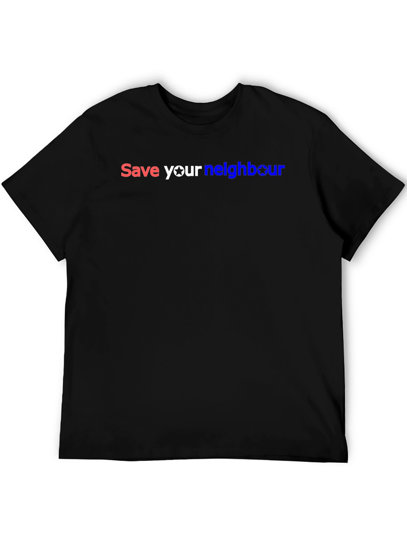 Save Your Neighbour Black Graphic T-Shirt