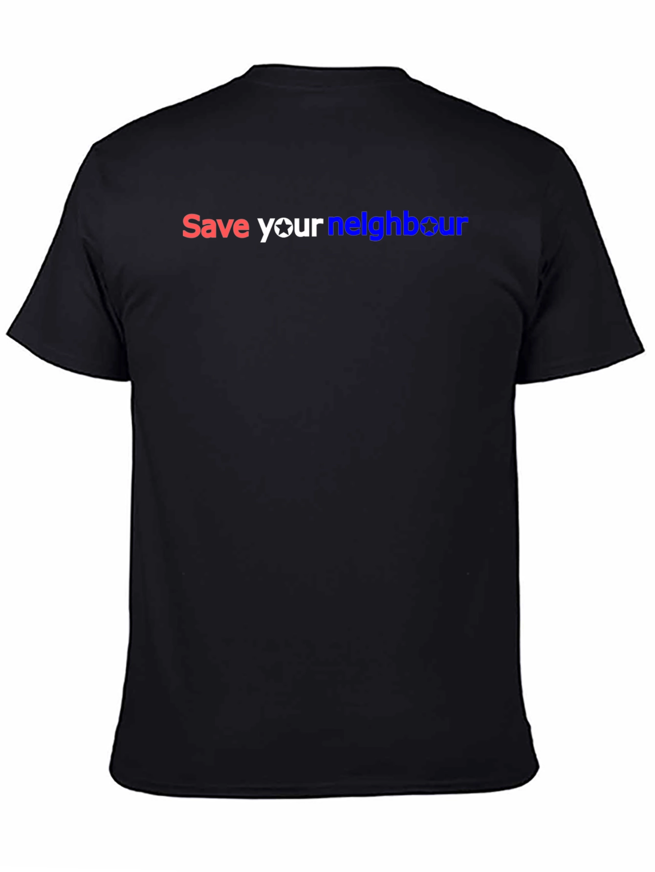 Save Your Neighbour Black Graphic T-Shirt