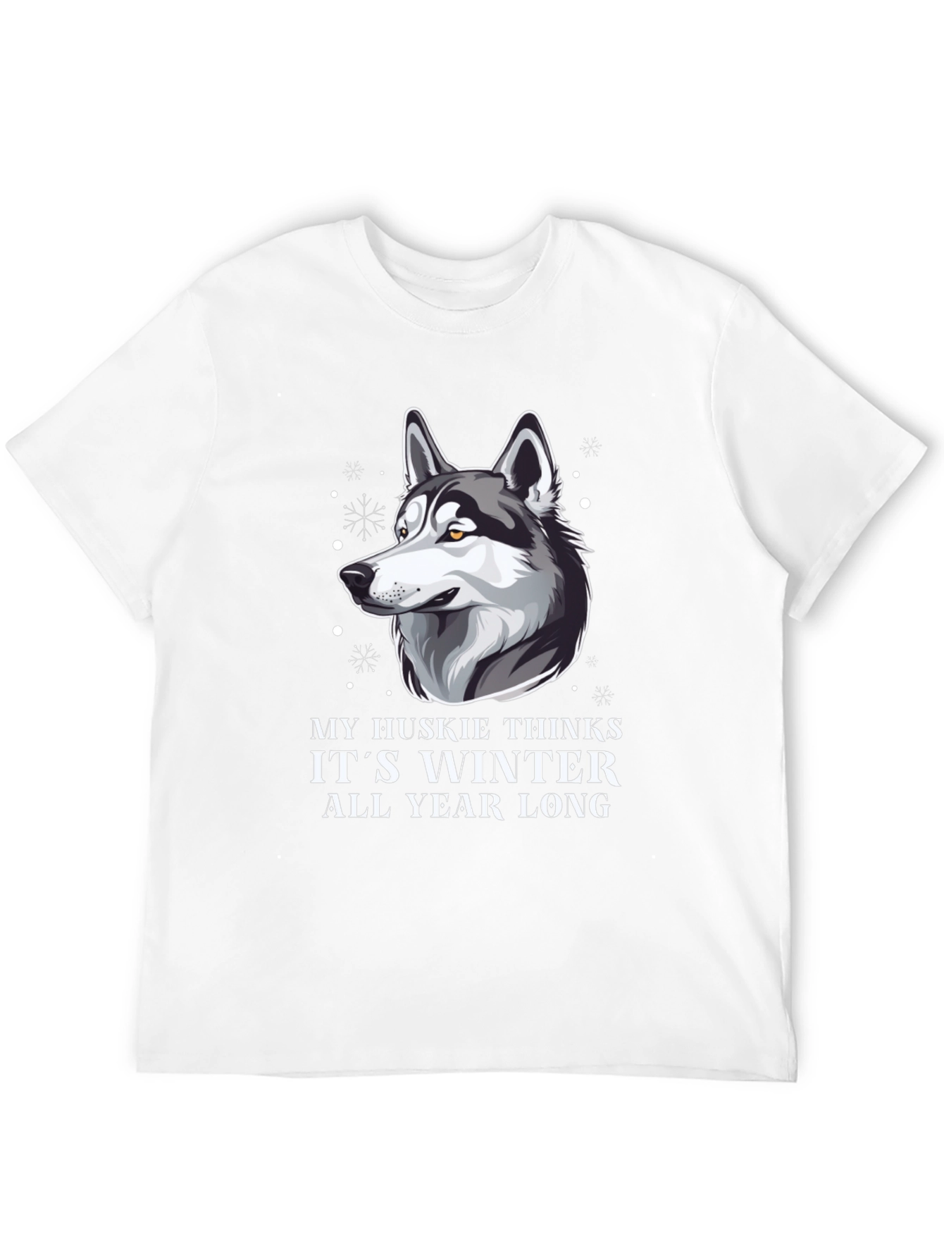Husky Winter All Year Mens Black T-Shirt