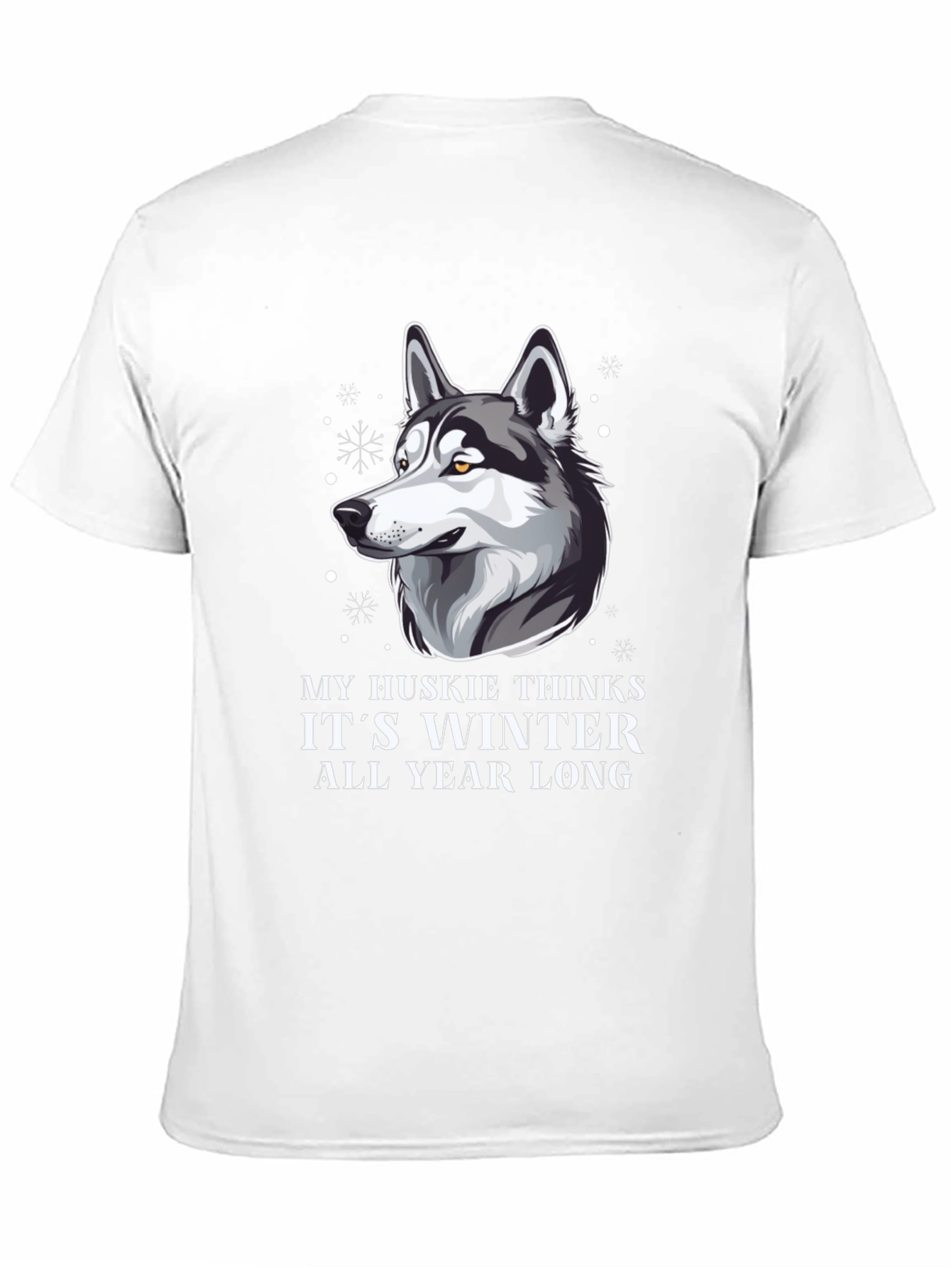 Husky Winter All Year Mens Black T-Shirt