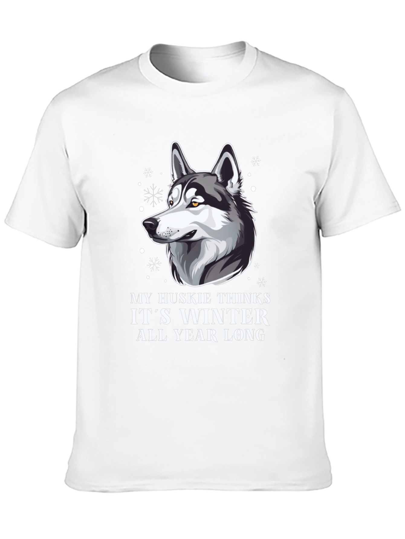 Husky Winter All Year Mens Black T-Shirt