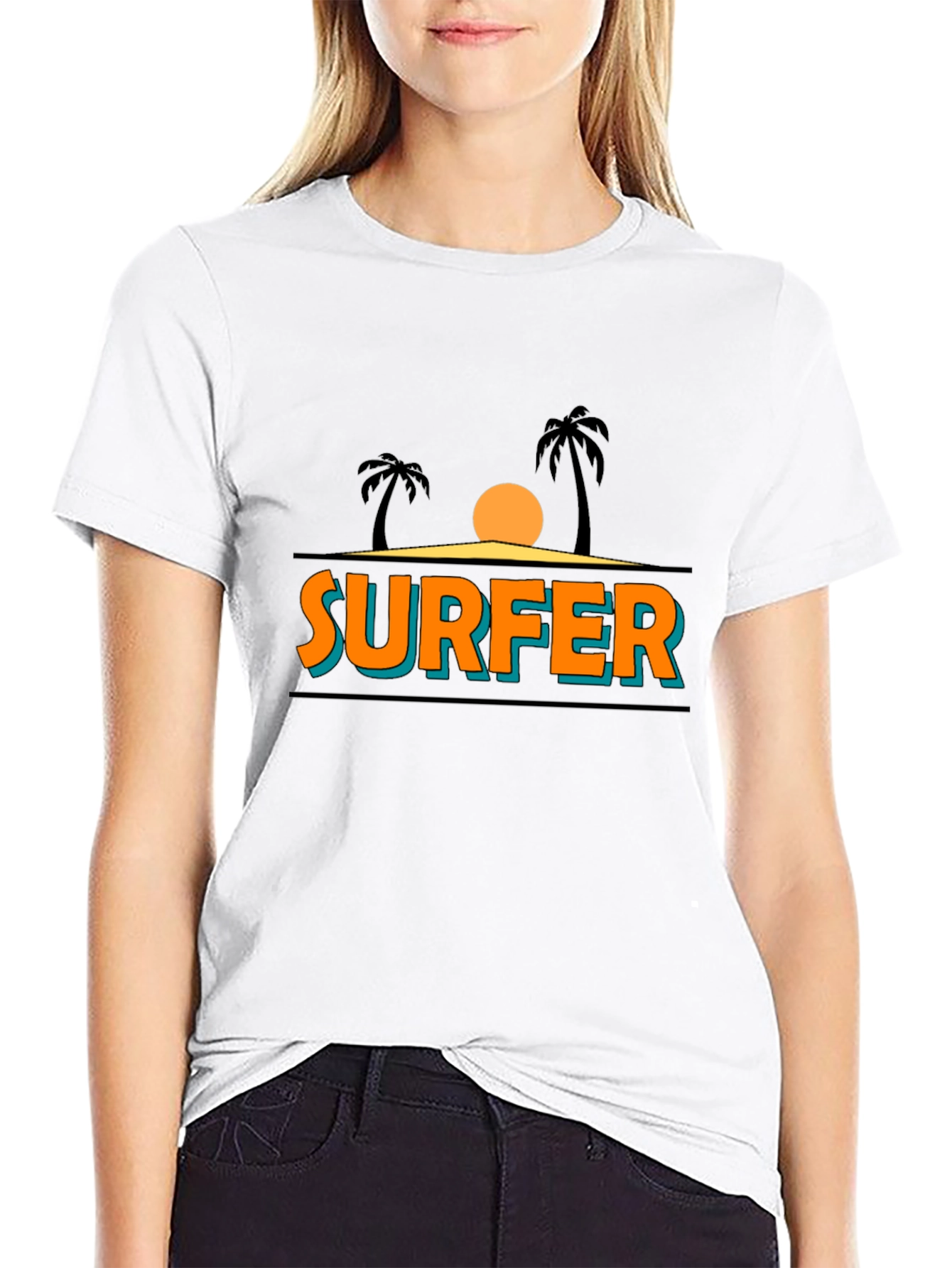 Surfer Graphic T-Shirt - Tropical Beach Vibes