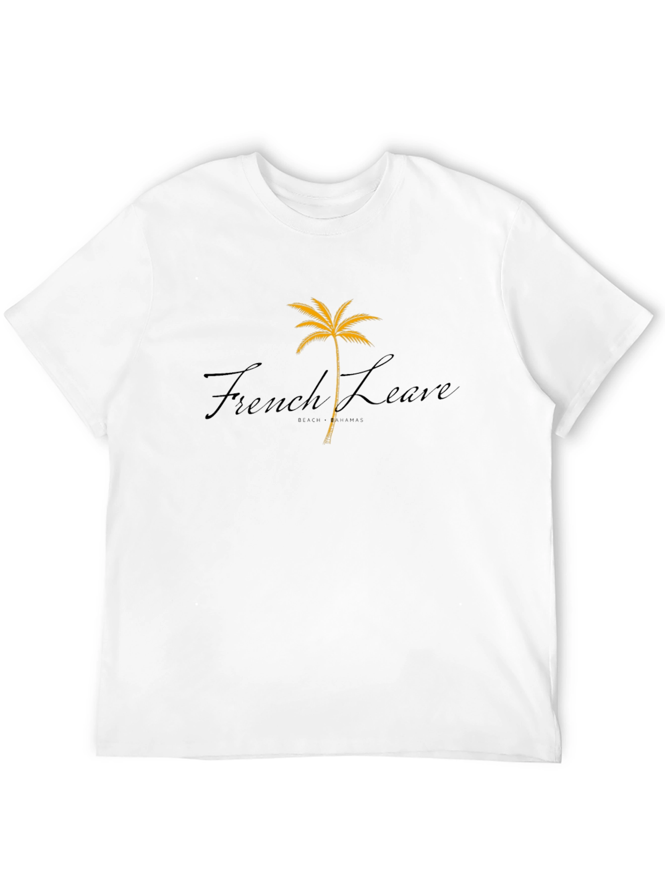 Mens Black French Leave Palm Tree Graphic T-Shirt