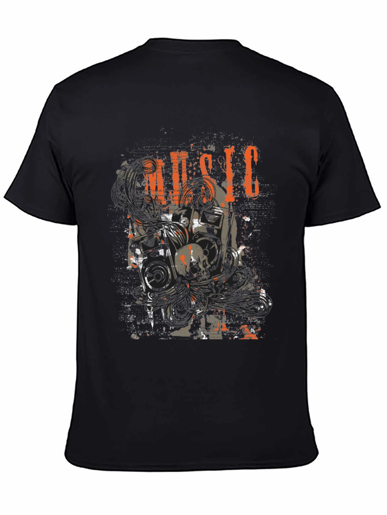 Music Graphic Print Black Tee