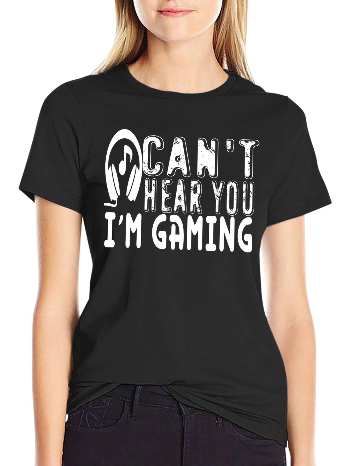 Cant Hear You Im Gaming Black T-Shirt