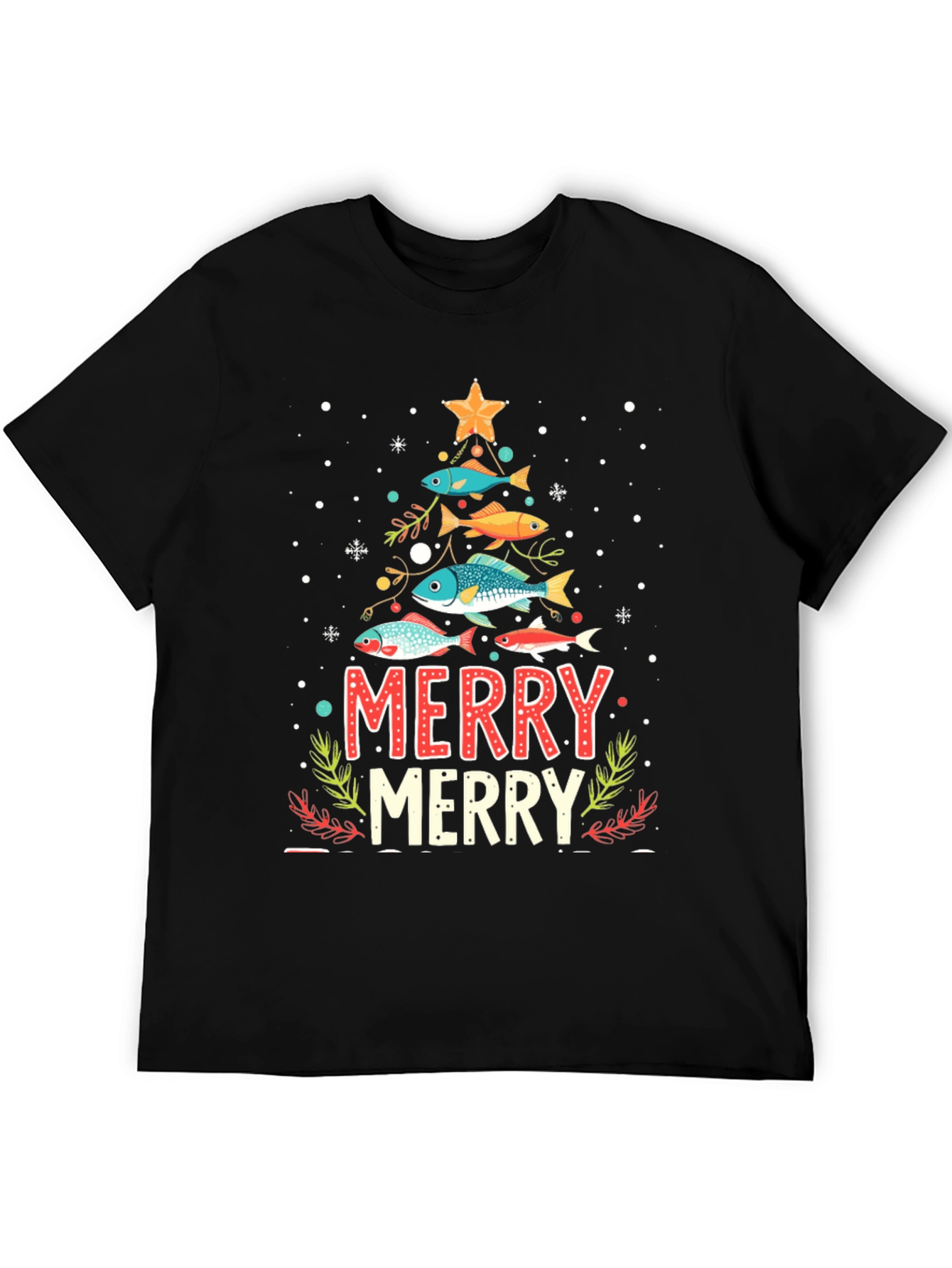 Merry Christmas Fish Tree Holiday T-Shirt