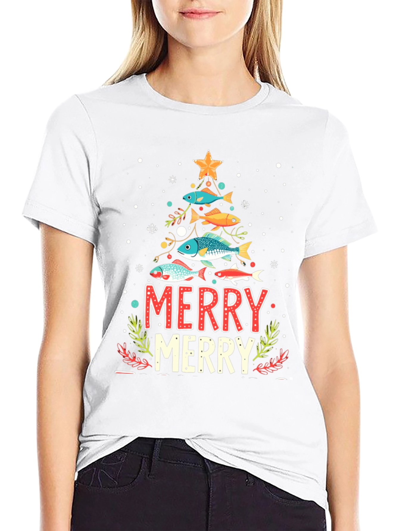 Merry Christmas Fish Tree Holiday T-Shirt