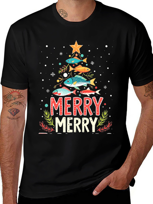 Merry Christmas Fish Tree Holiday T-Shirt
