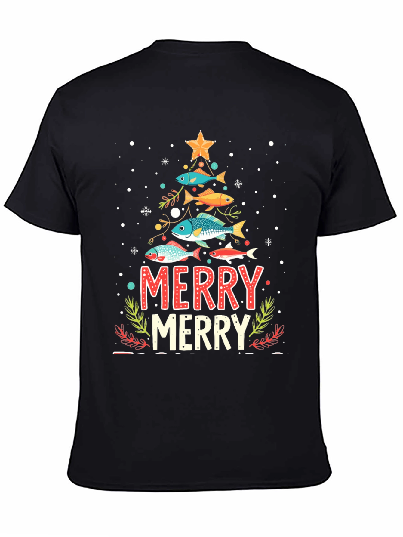 Merry Christmas Fish Tree Holiday T-Shirt