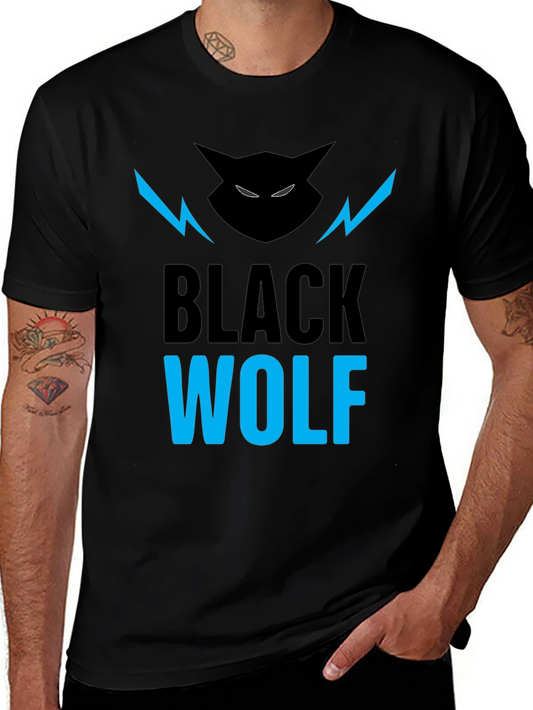 Black Wolf Graphic Tee - Mens Stylish Crew Neck