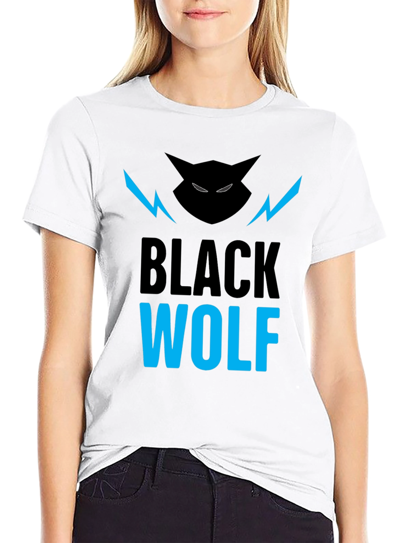Black Wolf Graphic Tee - Mens Stylish Crew Neck