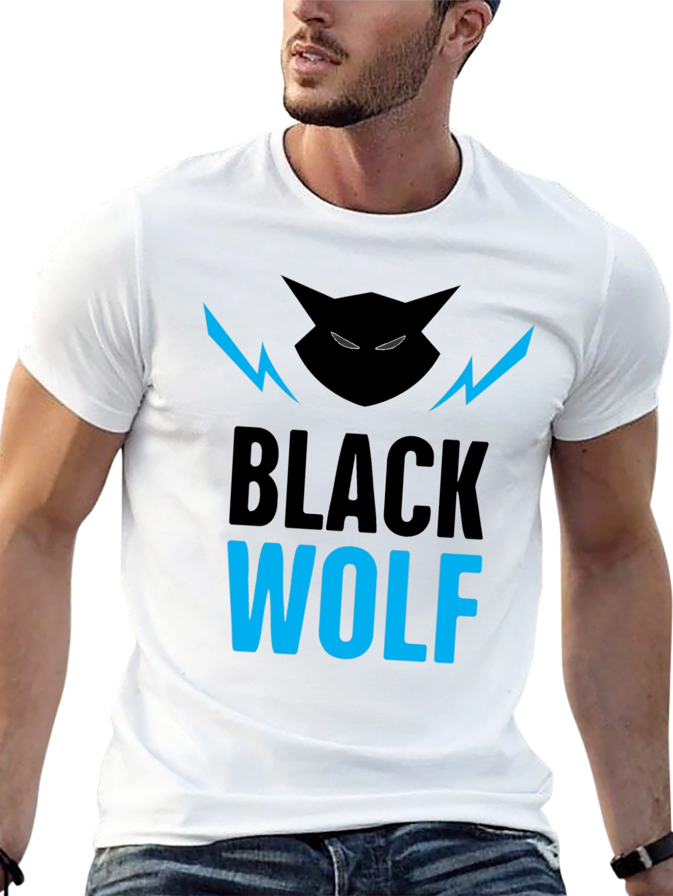 Black Wolf Graphic Tee - Mens Stylish Crew Neck