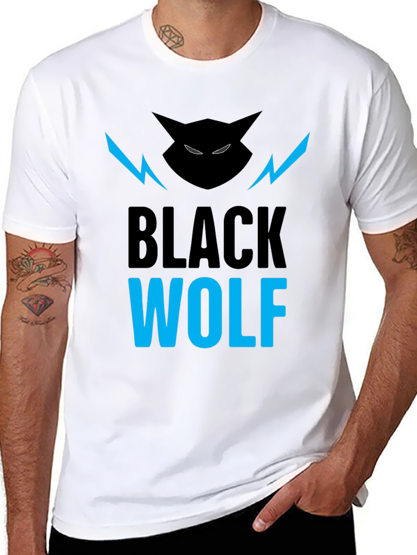 Black Wolf Graphic Tee - Mens Stylish Crew Neck