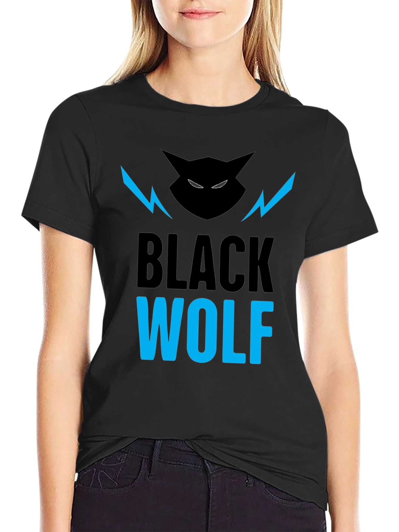 Black Wolf Graphic Tee - Mens Stylish Crew Neck