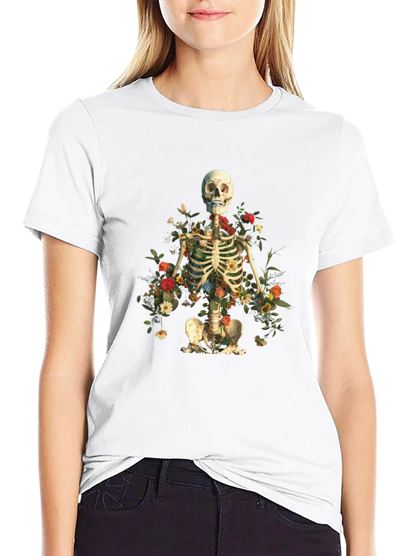 Floral Skeleton Graphic Tee