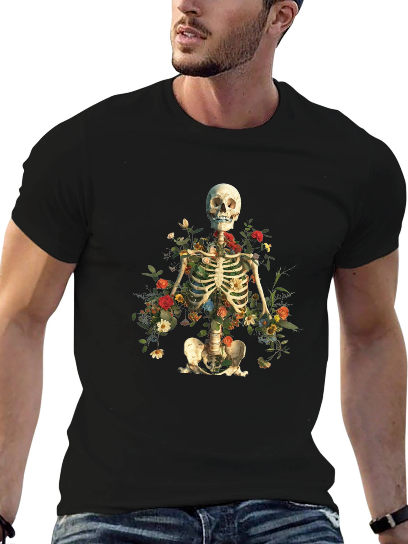 Floral Skeleton Graphic Tee