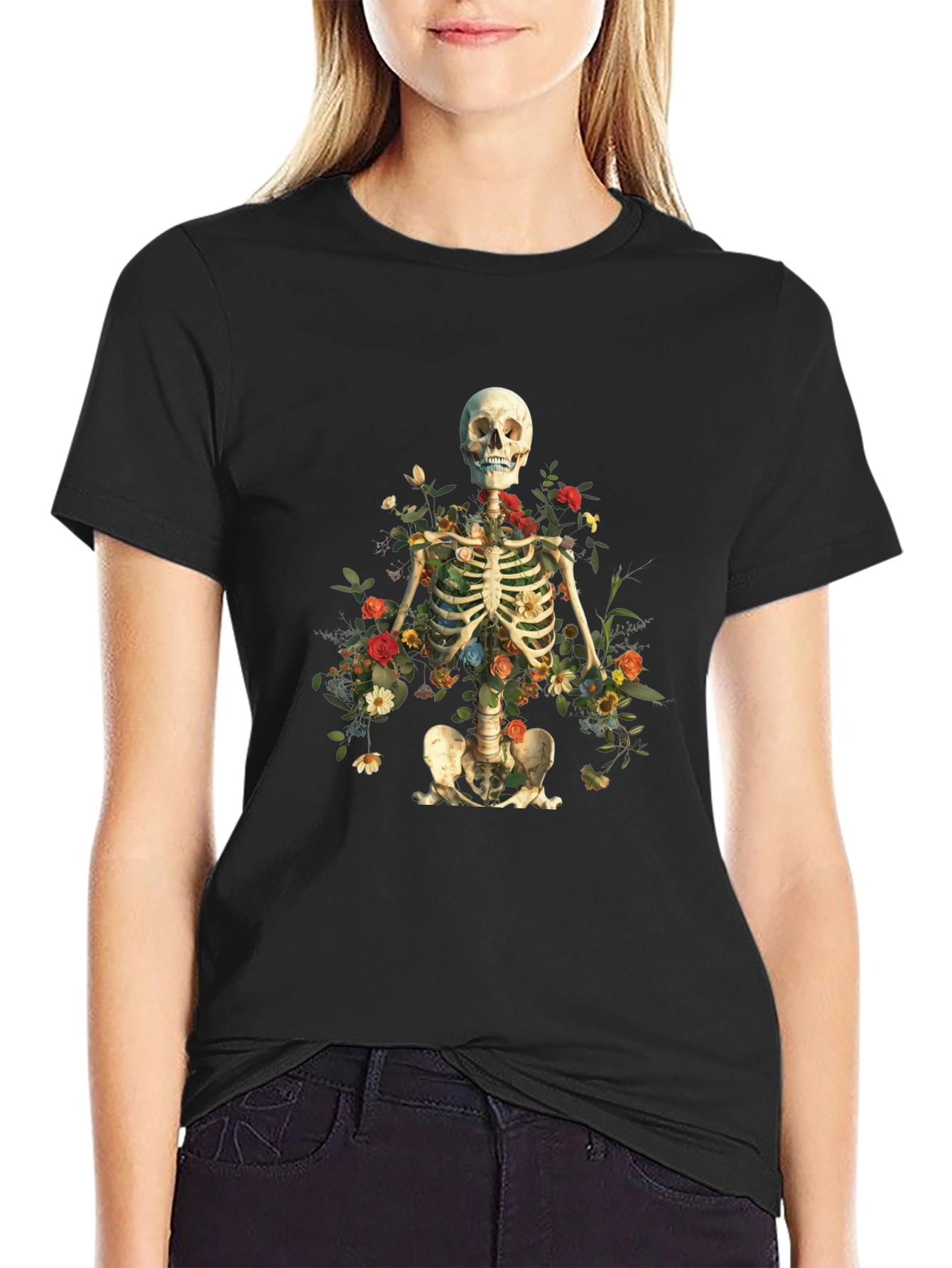 Floral Skeleton Graphic Tee