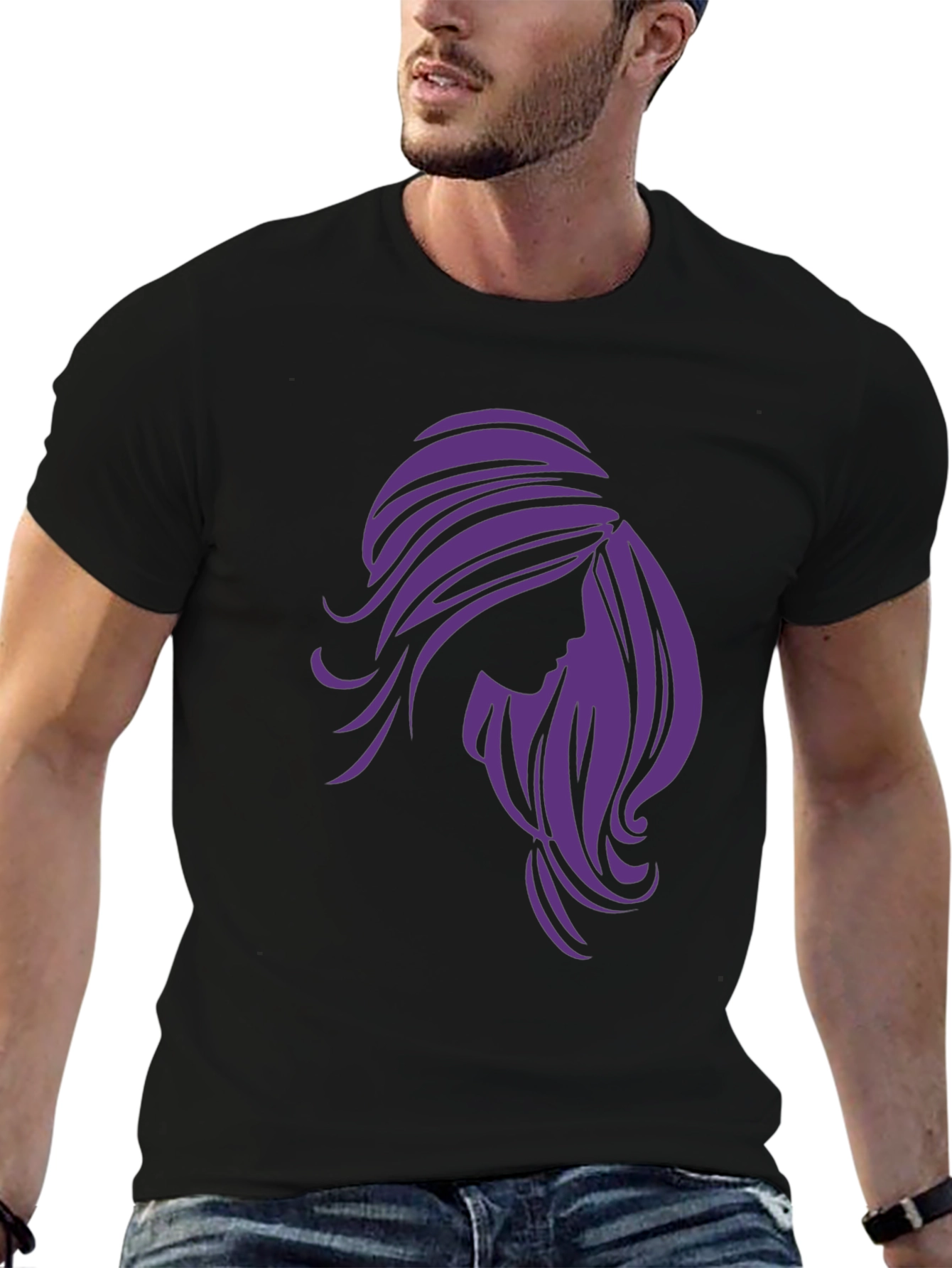Stylish Woman Silhouette Graphic Tee - Black