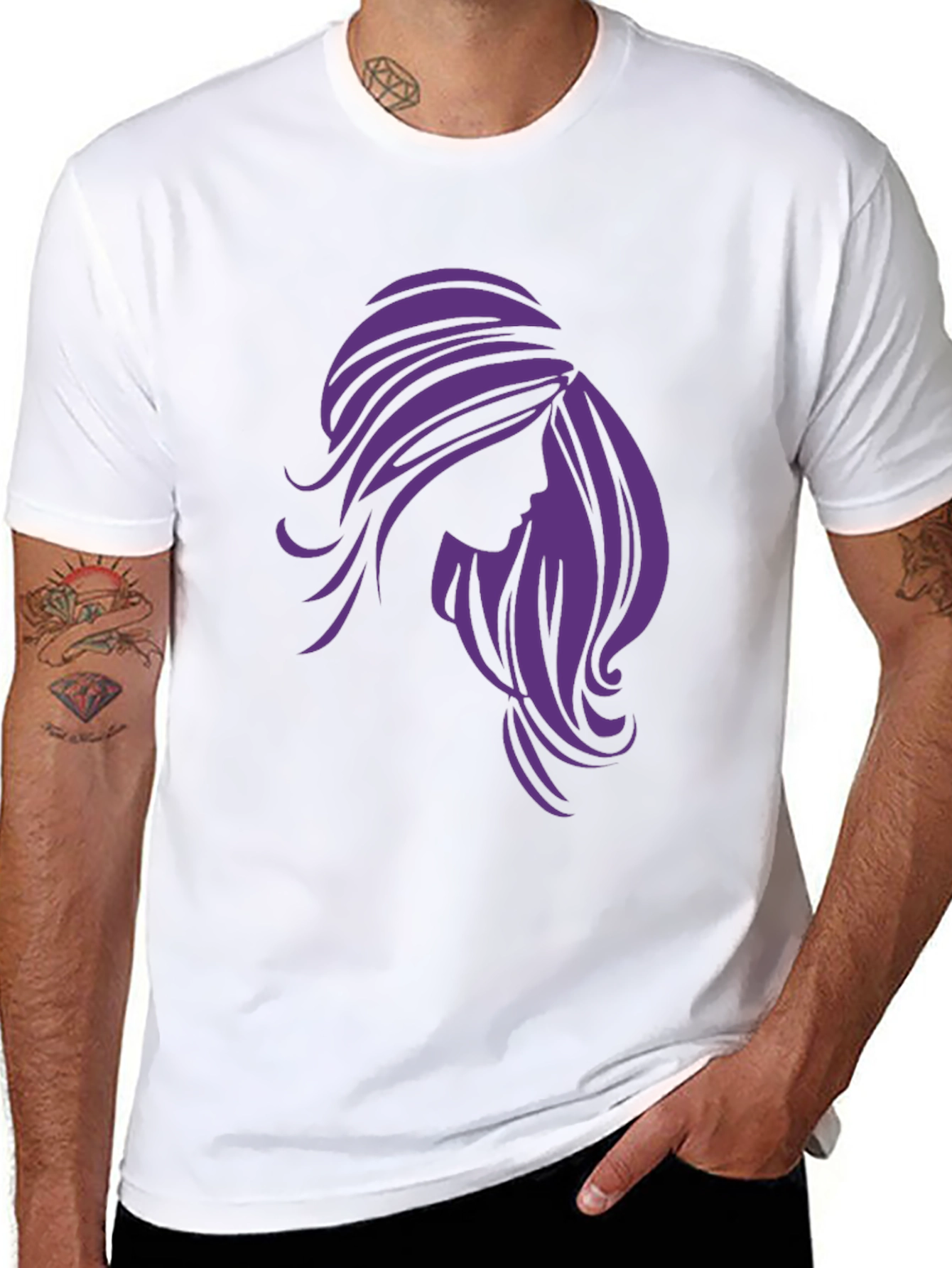 Stylish Woman Silhouette Graphic Tee - Black