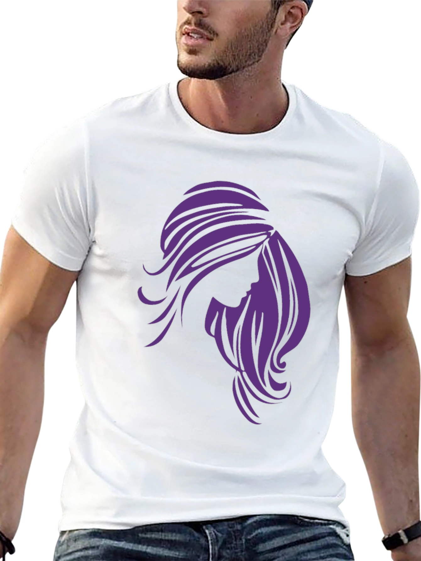 Stylish Woman Silhouette Graphic Tee - Black