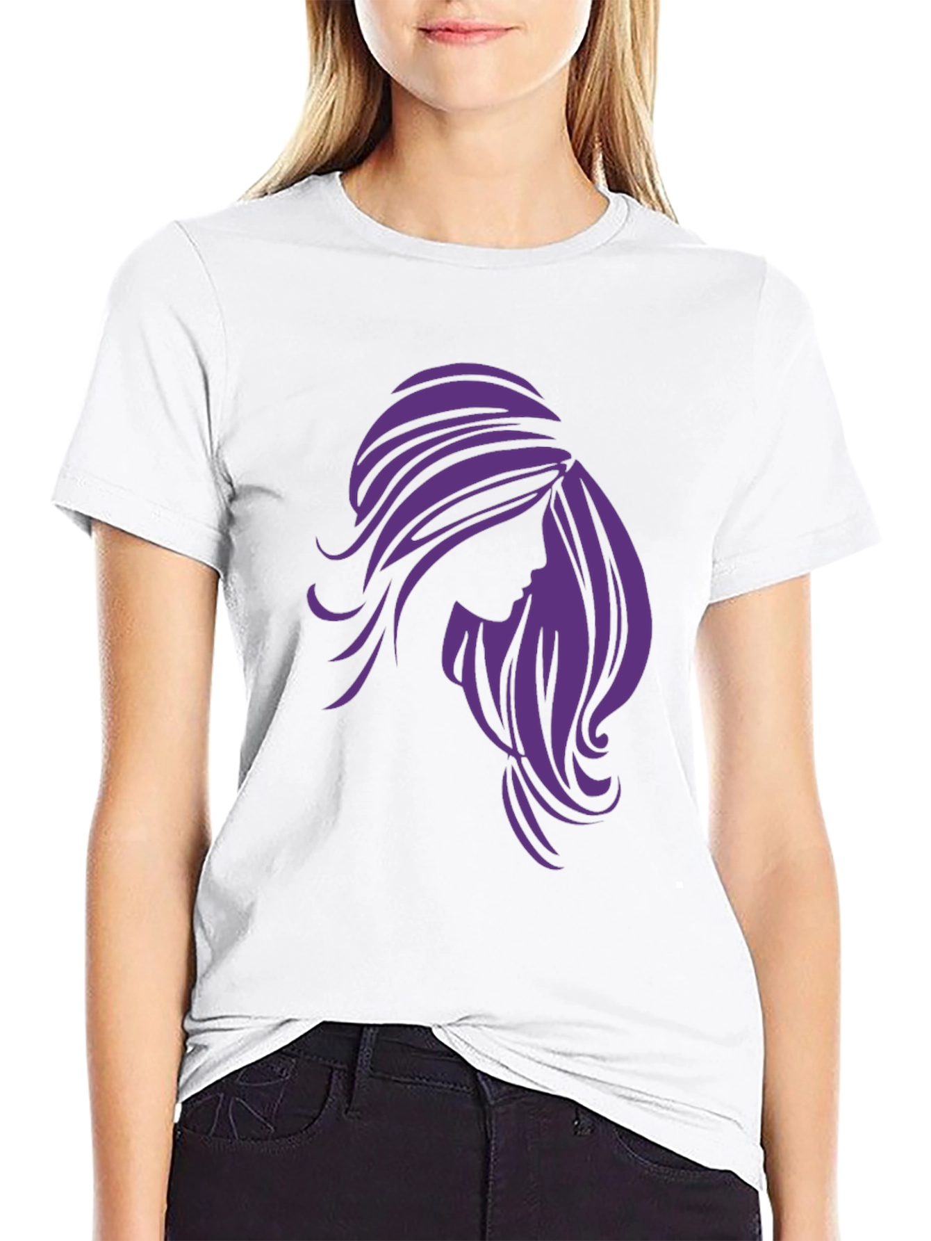 Stylish Woman Silhouette Graphic Tee - Black