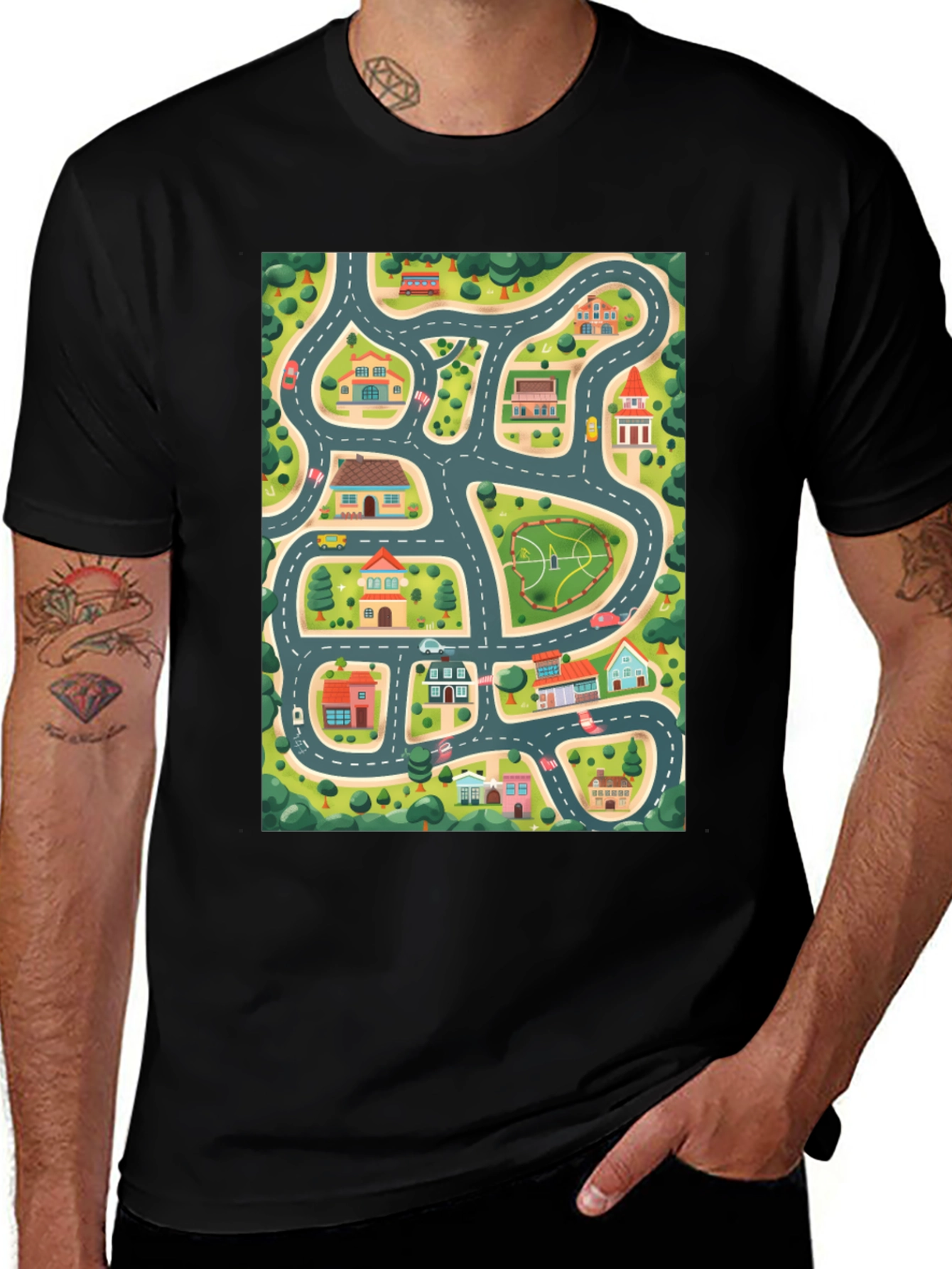 Road Map Graphic T-Shirt
