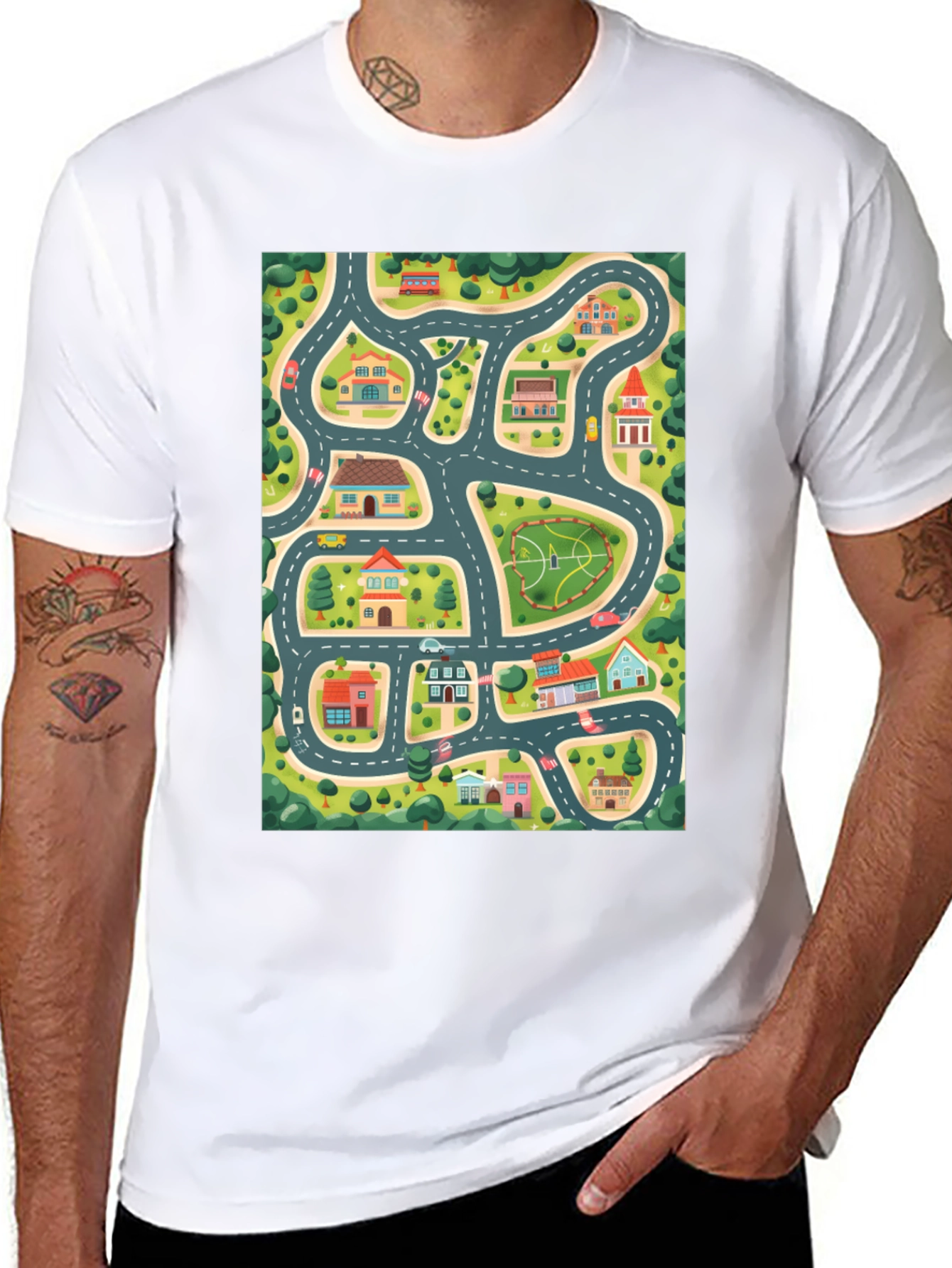 Road Map Graphic T-Shirt