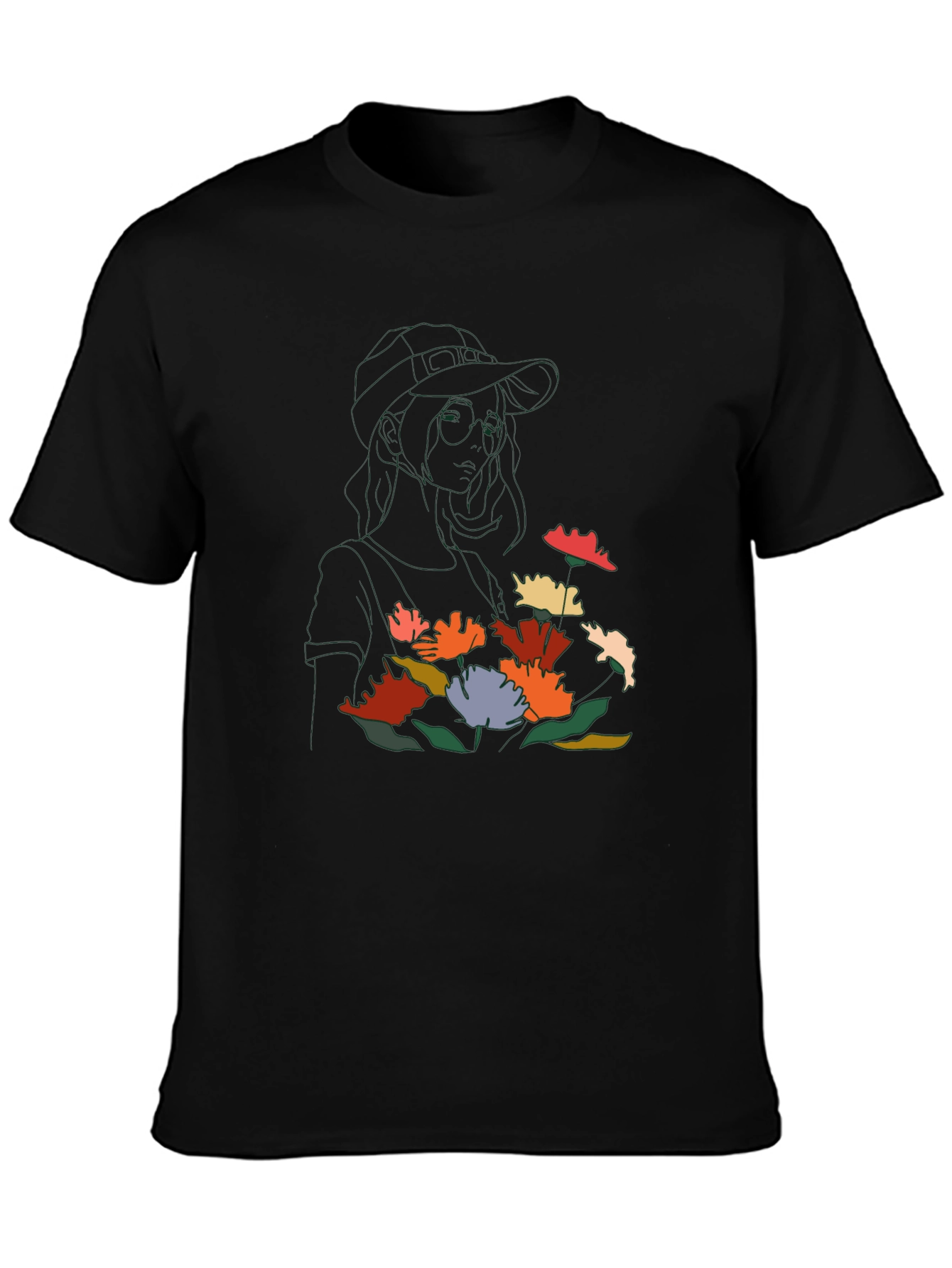 Floral Line Art Graphic Tee