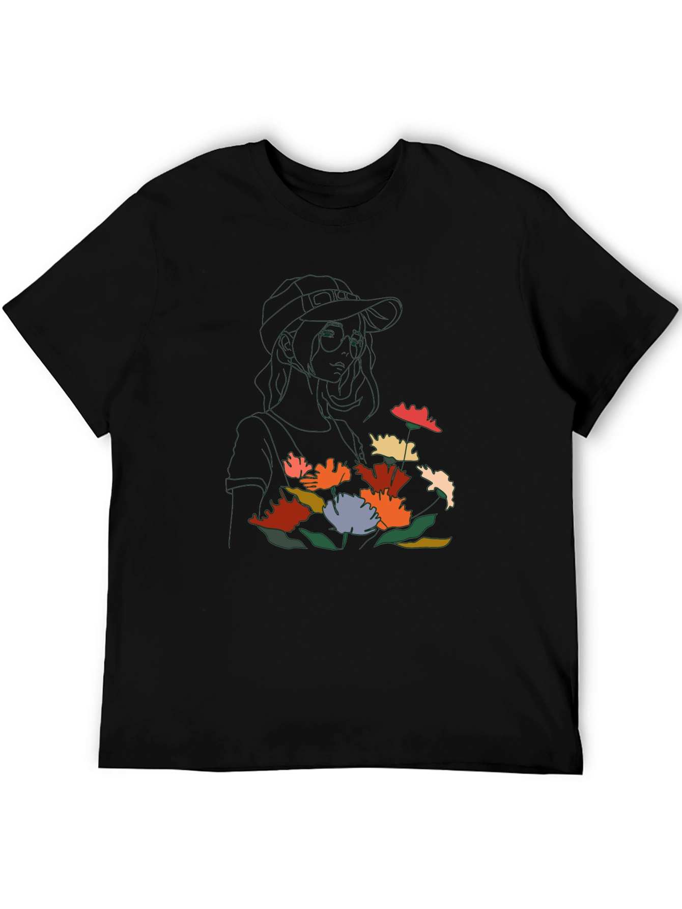 Floral Line Art Graphic Tee
