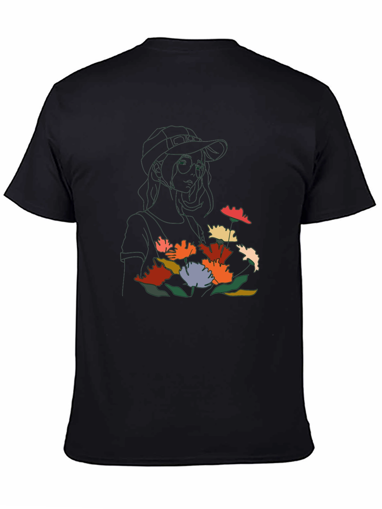 Floral Line Art Graphic Tee